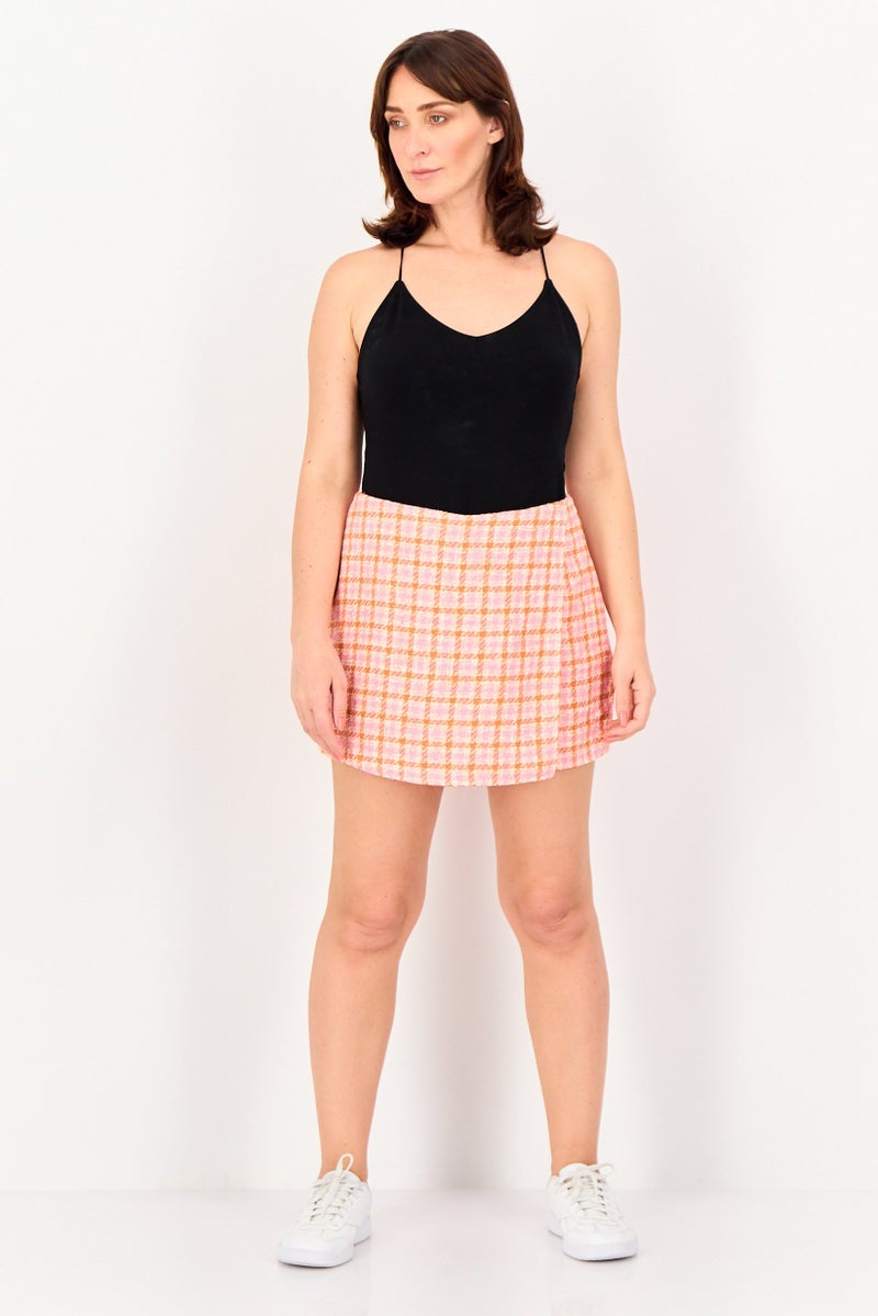 promod Women Checkered Mini Skirt, Multicolor - Image 4